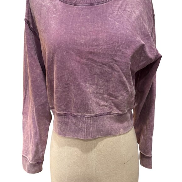 Brooklyn’s Double Zero Women’s M Purple Acid Wash Long Sleeve Crop Top - Picture 2 of 4